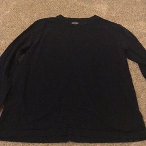Solid navy blue long sleeve cotton tee